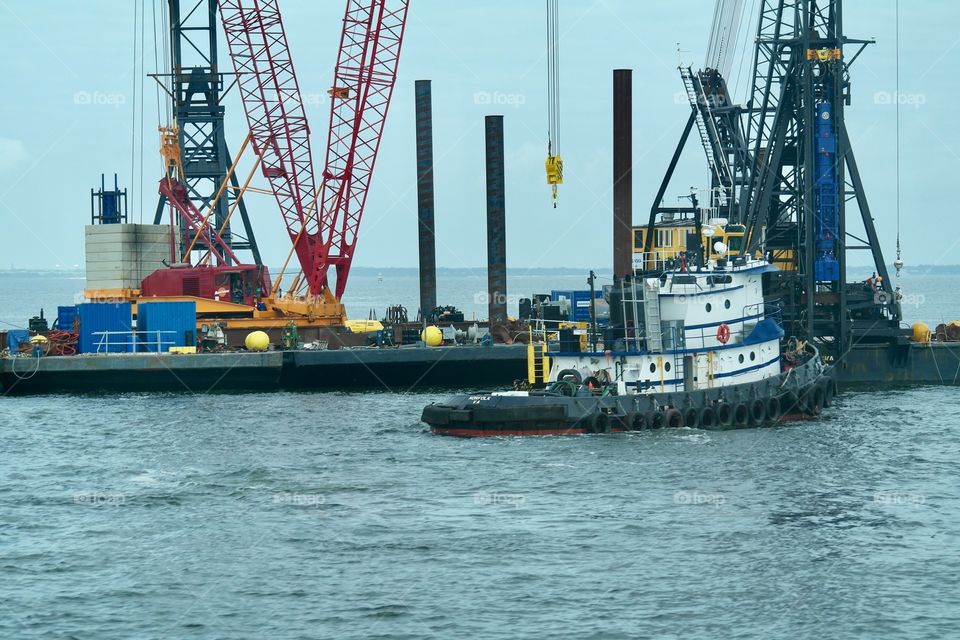 Tug boat and waterway construction 