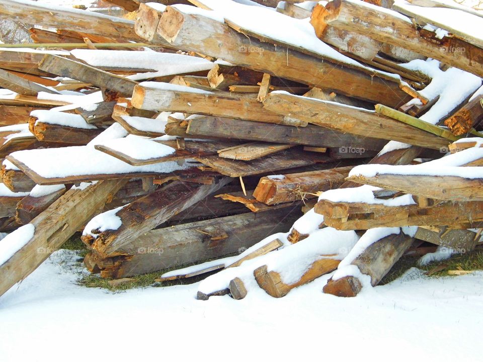 old wood from frame in landscape and Snow White