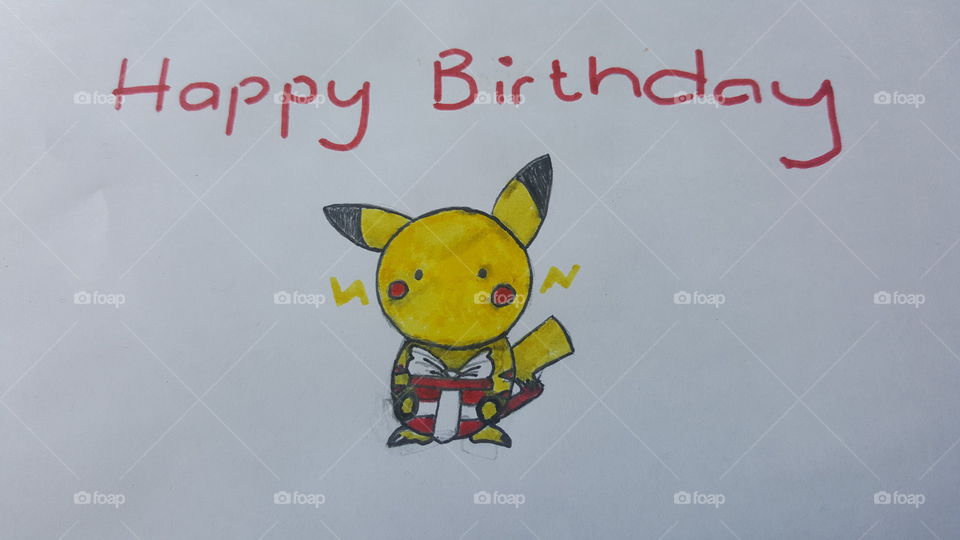 Happy Birthday Pikachu Drawing!