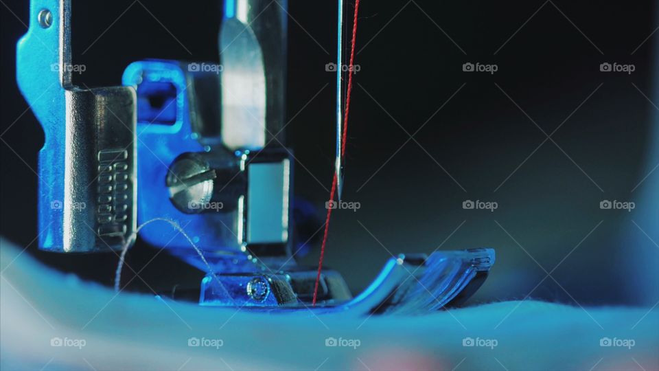 Close-up of sewing machine