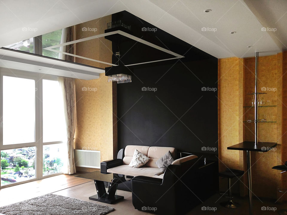 Rectangle home interior design of a modern living room 