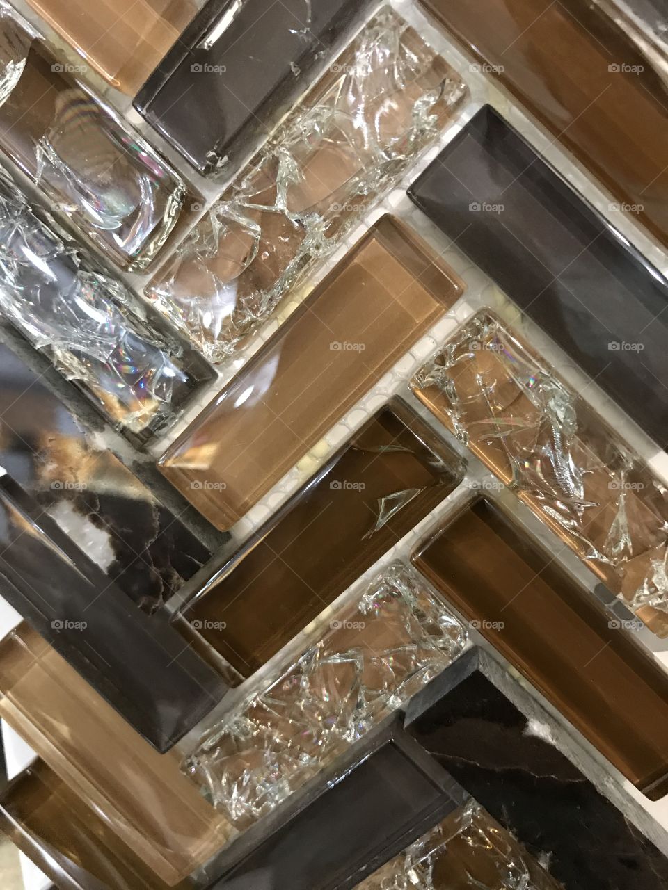 Herringbone glass and stones 