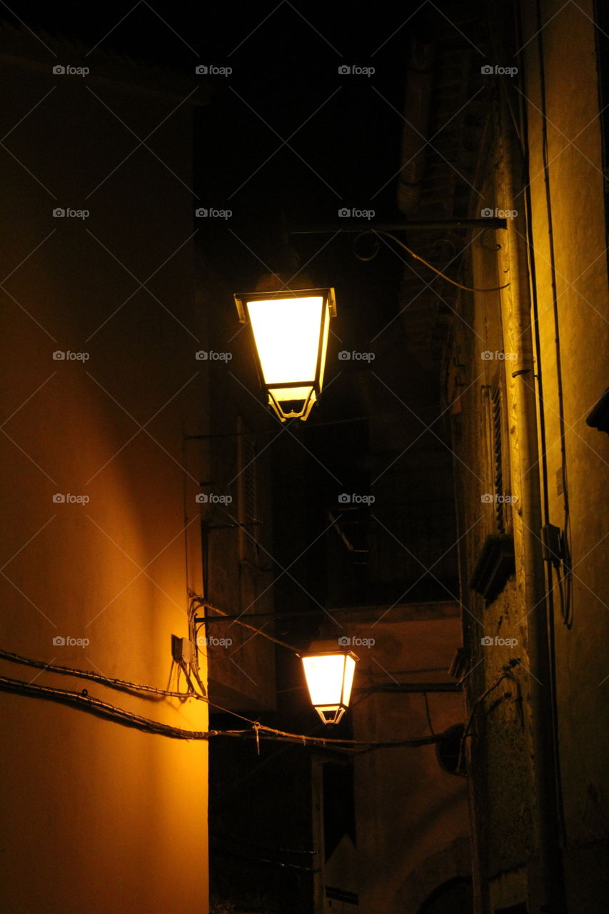 Lights in the night. Casaletto Spartano,  Italy