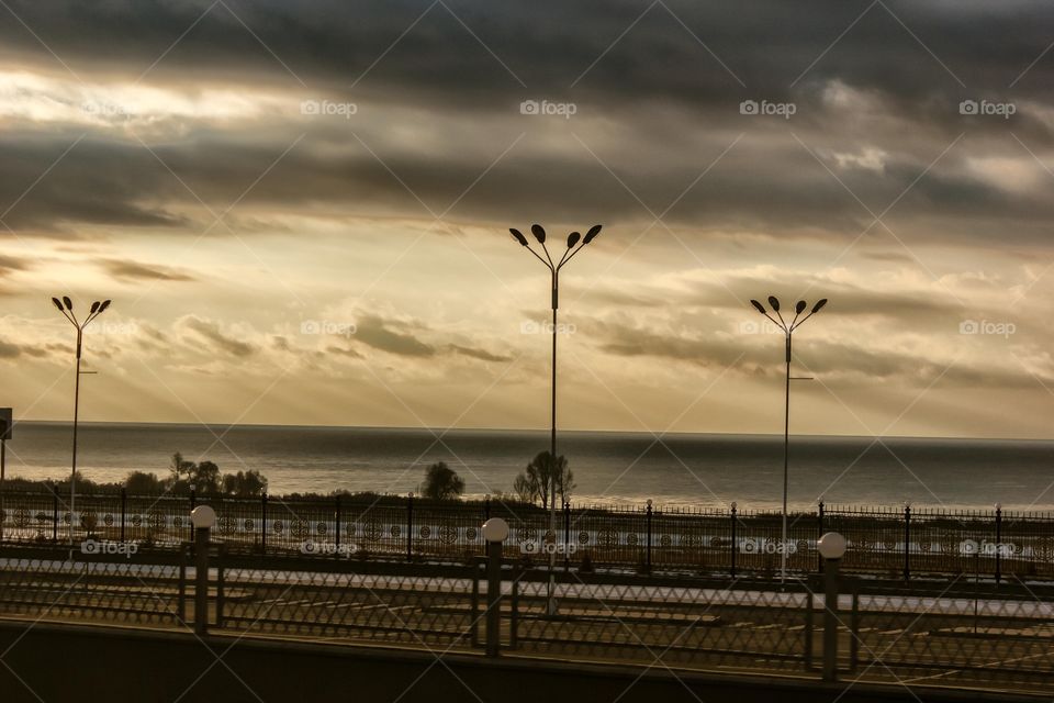 Dawn on the lake landscape