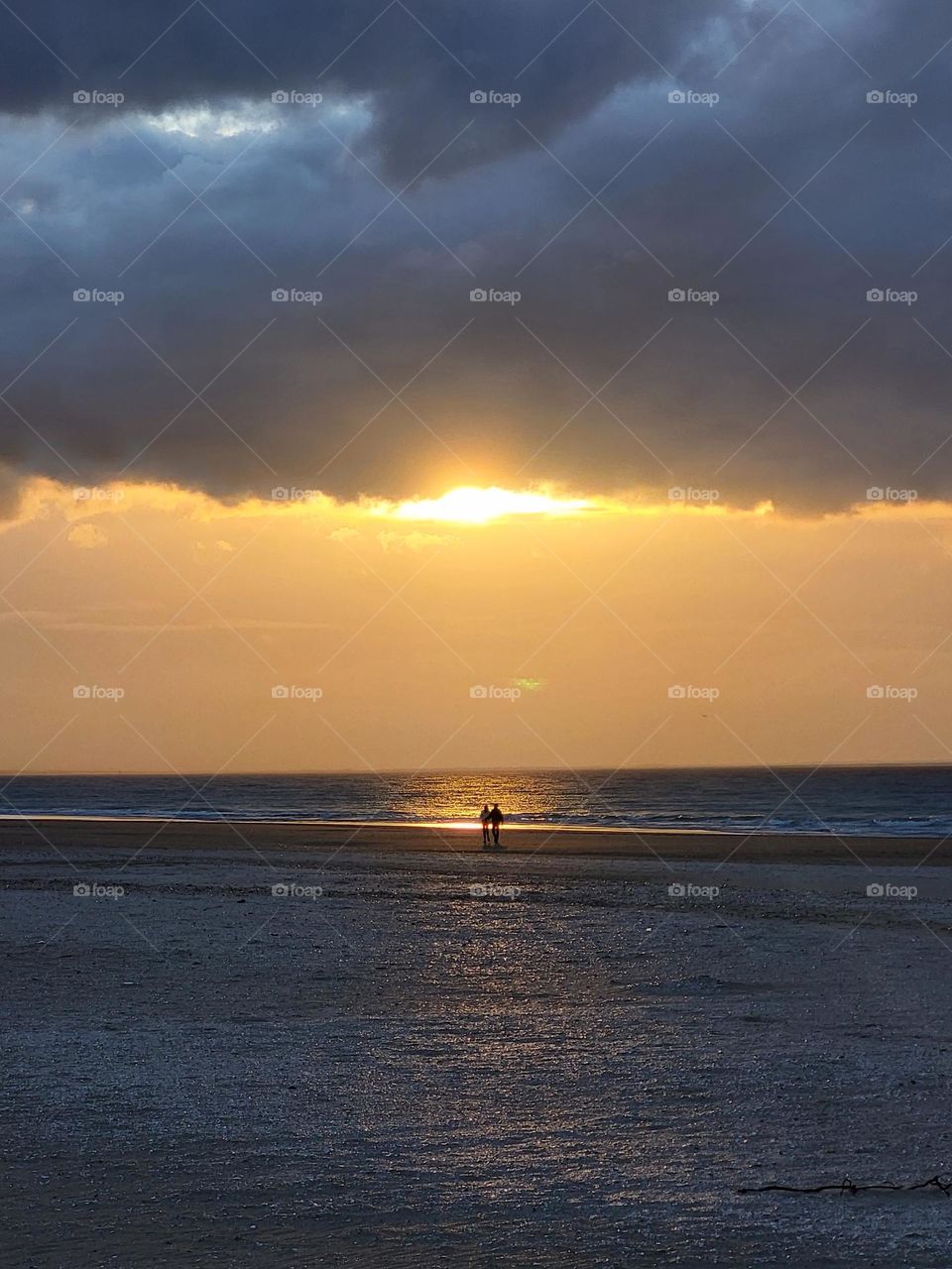 sunst on the beach of Deauville