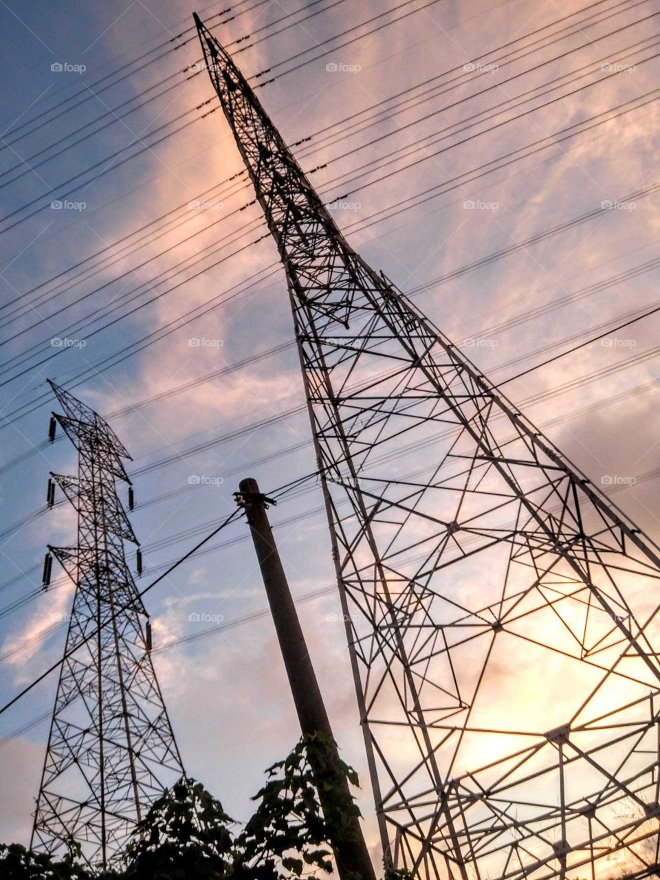 pylons in the evening.