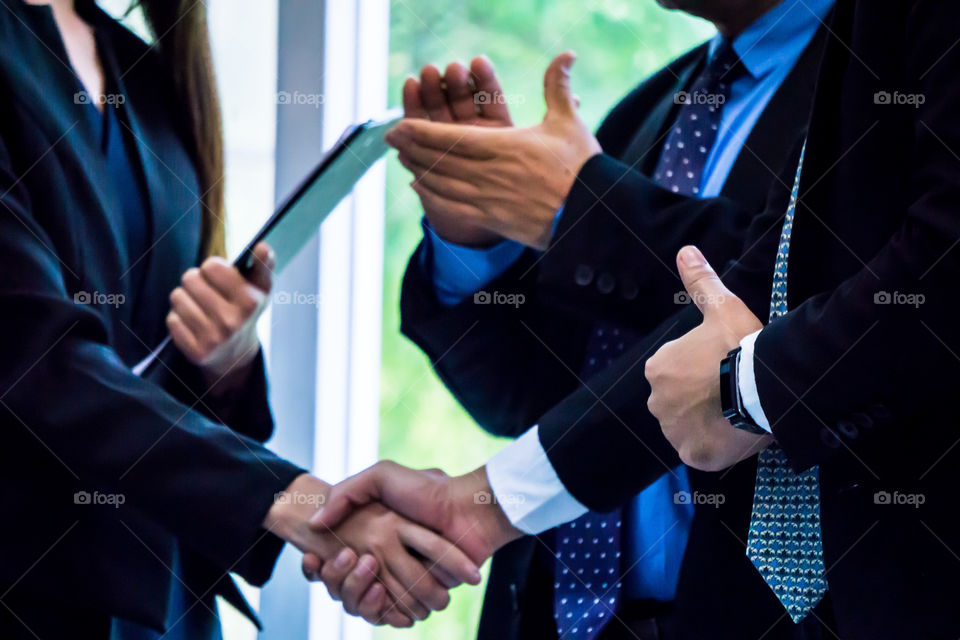 Shaking hands on business successful 