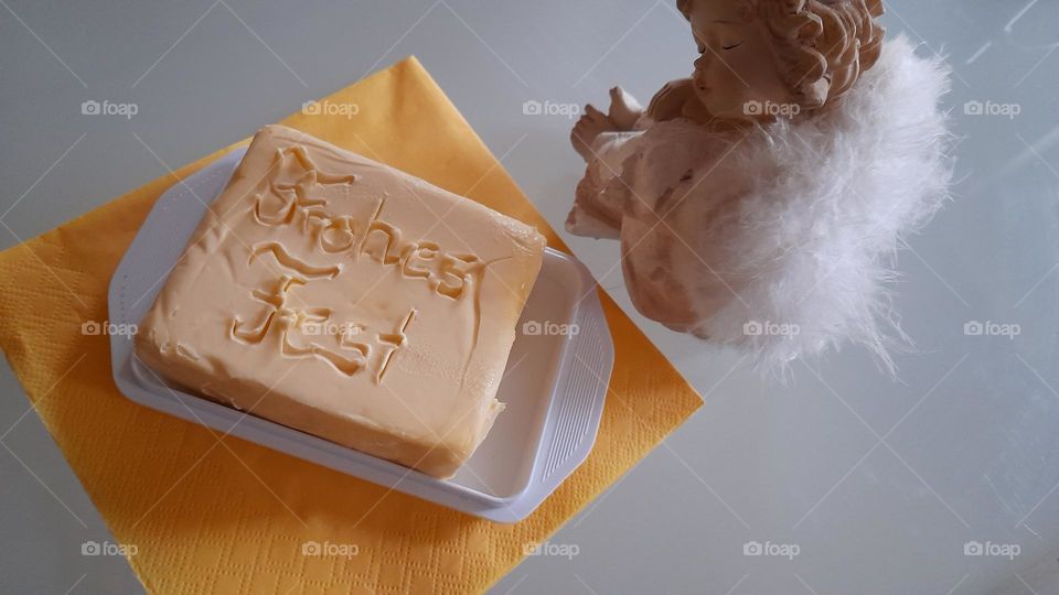Butter Frohes Fest mit Engel