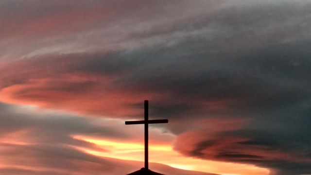 sunset and cross