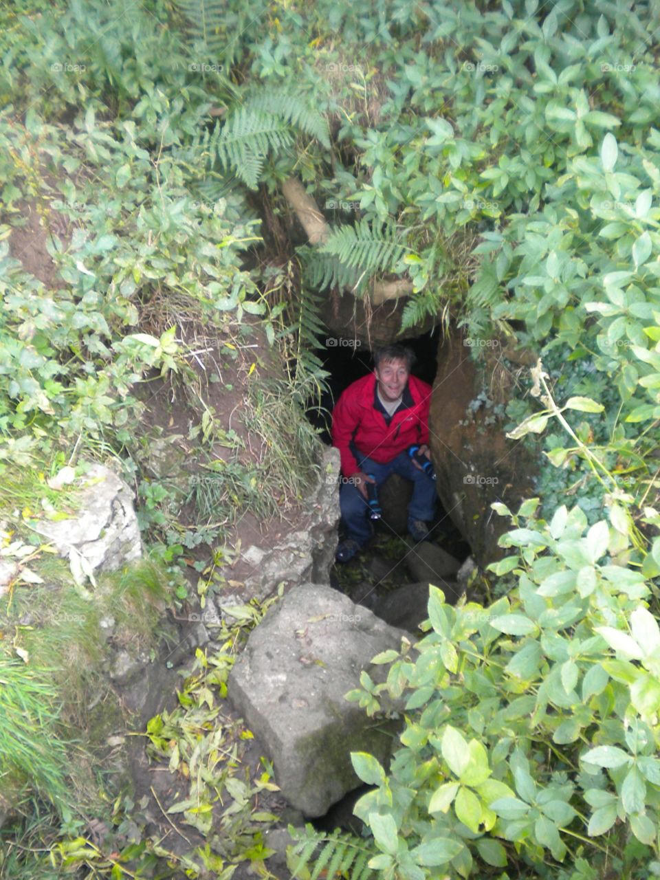 Man cave. My partner just coming out of the pothole