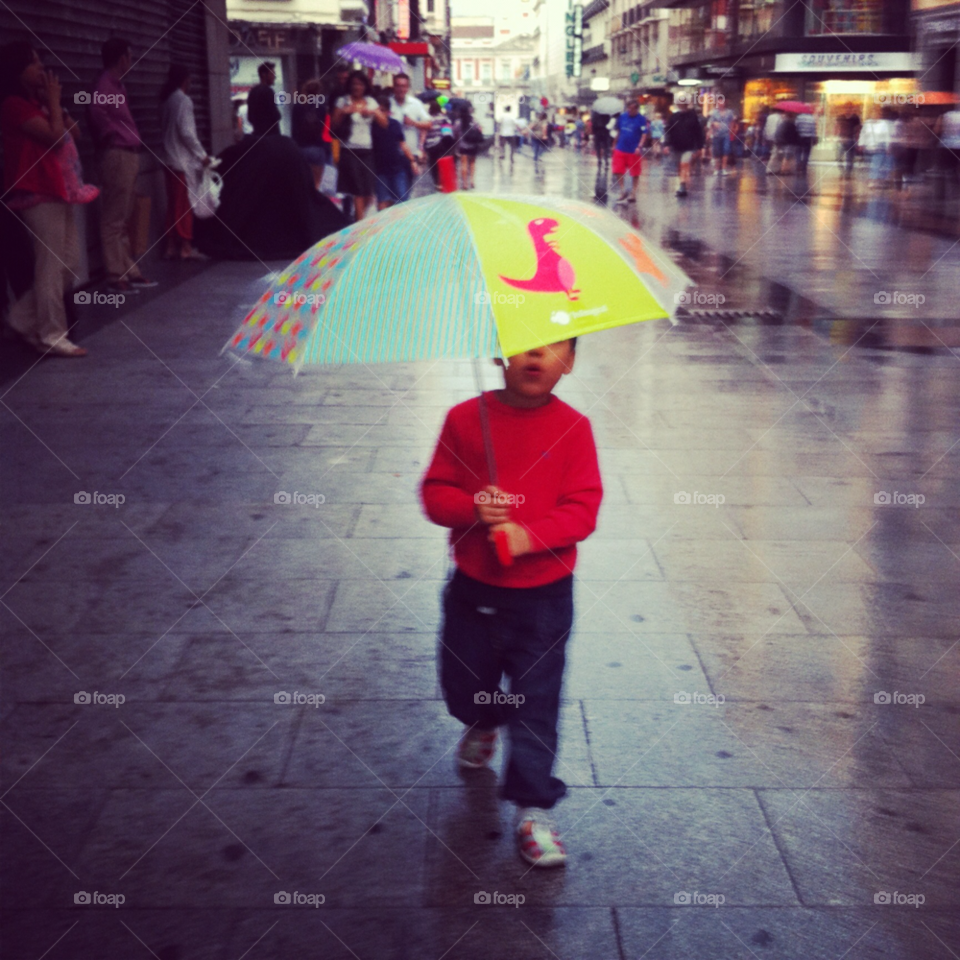 street kid boy rain by feskie