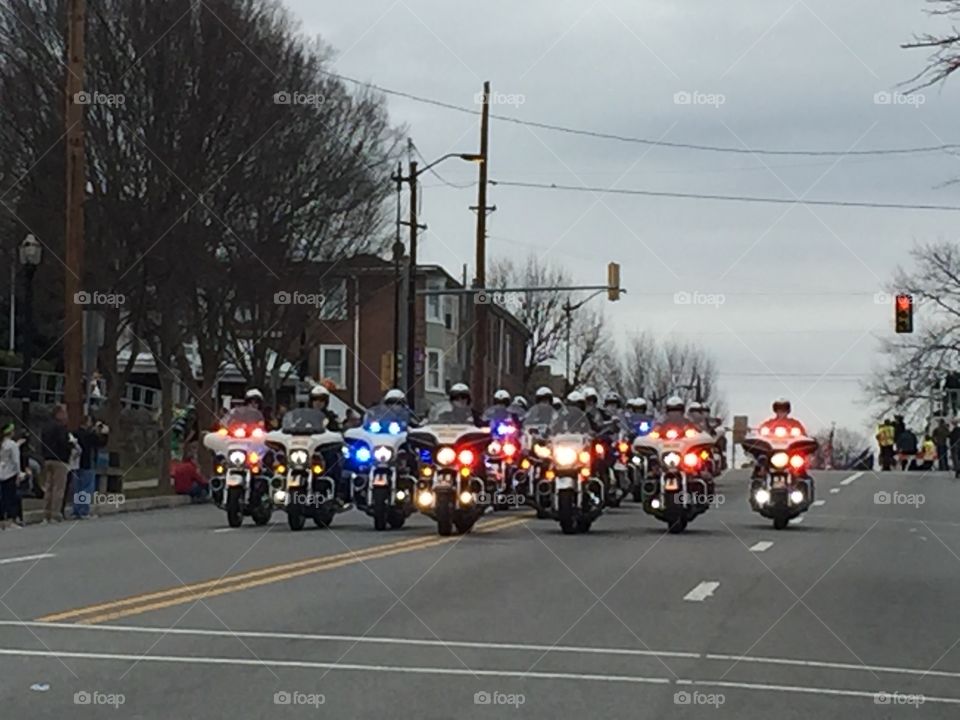 Motorcycle police parade formation
