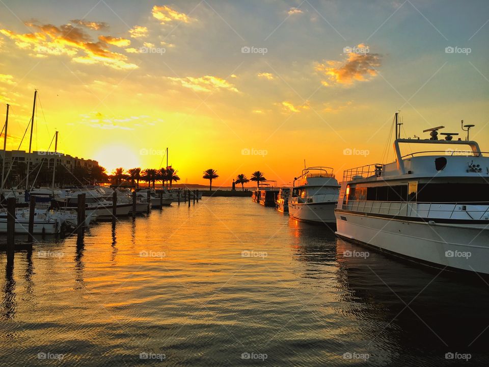 Water, Sunset, Pier, Boat, Sea