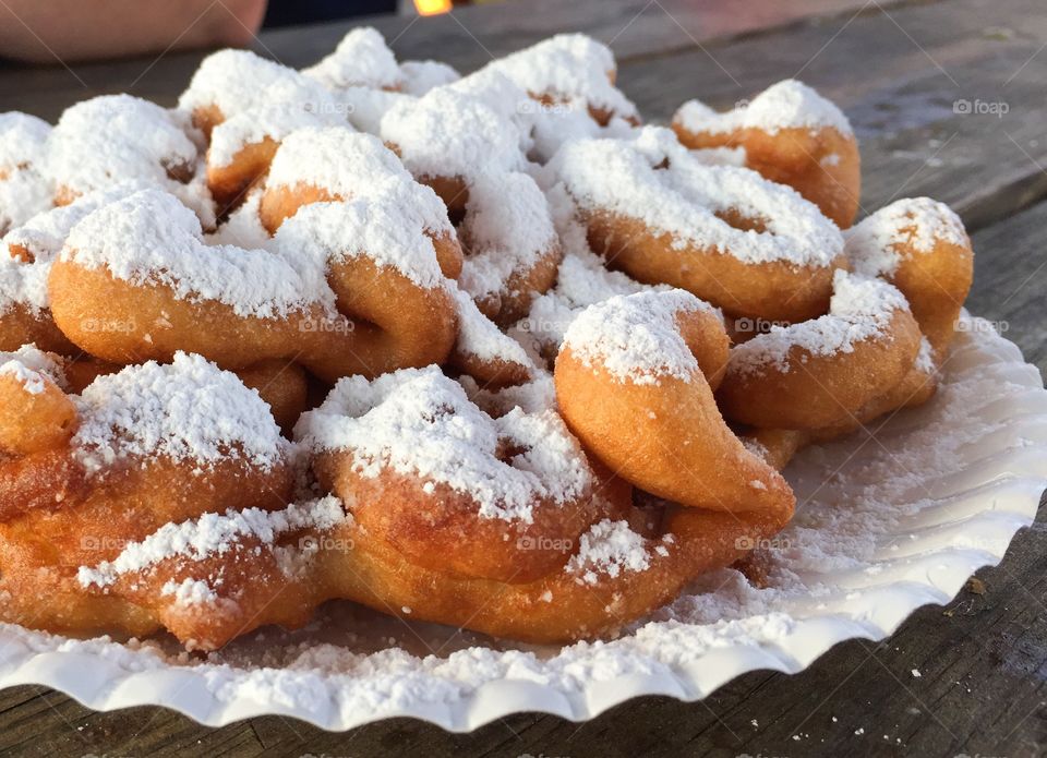 Funnel cake at the fair. The best thing about the annual county fair is a hot funnel cake!