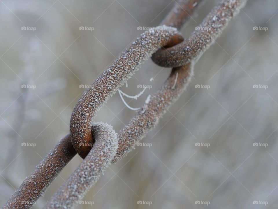 Close up of rusty chain links