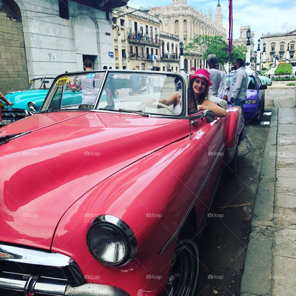 Cuban pink car