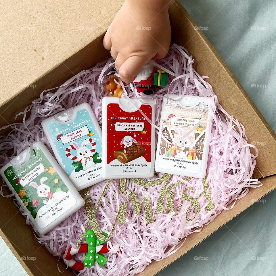 Festive scented hand sanitizer spray 