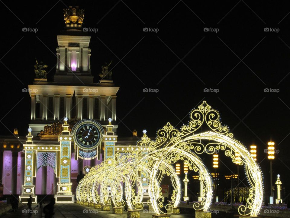 Christmas decoration of VDNKh in Moscow, Russia