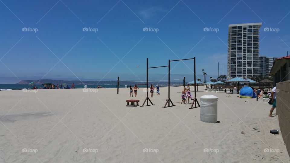 fun day at the beach. outing to the beach while on vacation