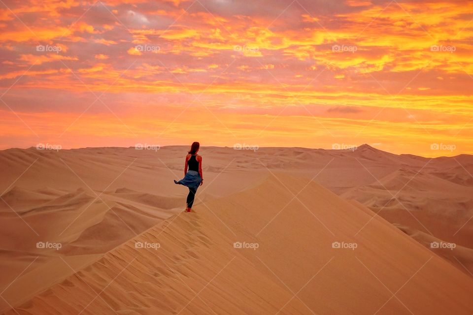 A perfect combination of desert and colorful sunset