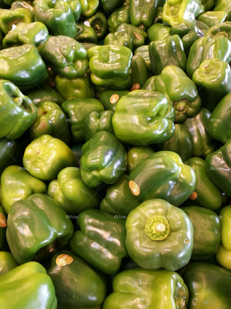 closeup of sweet green peppers