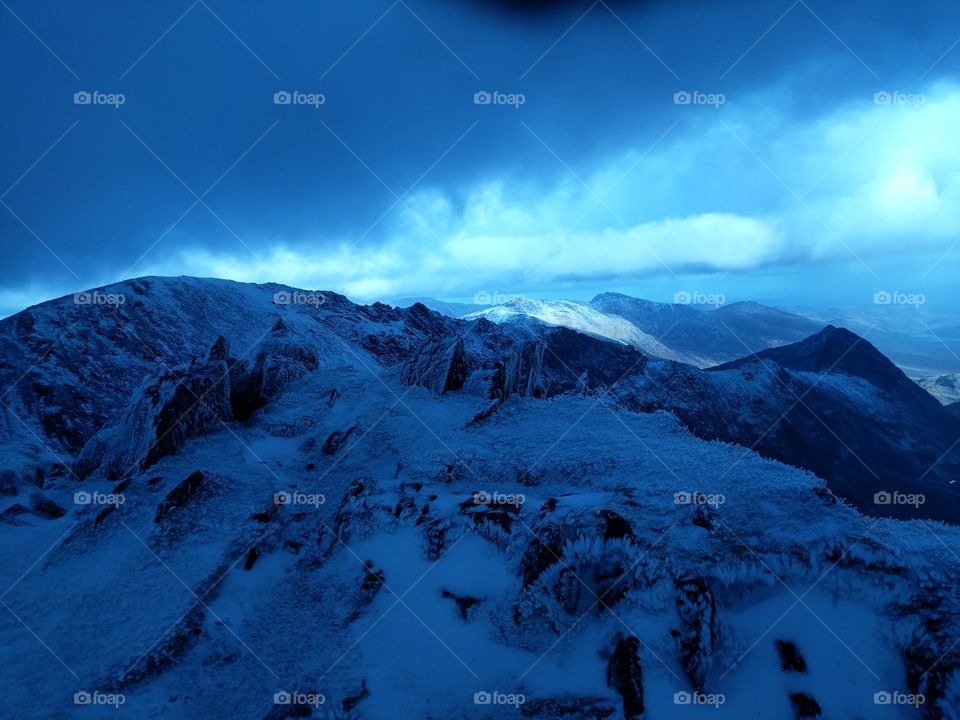 A very cold Snowdon summit.
