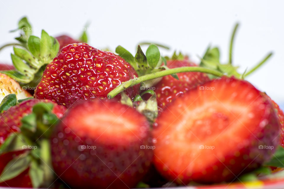 delicious red strawberries white background 
