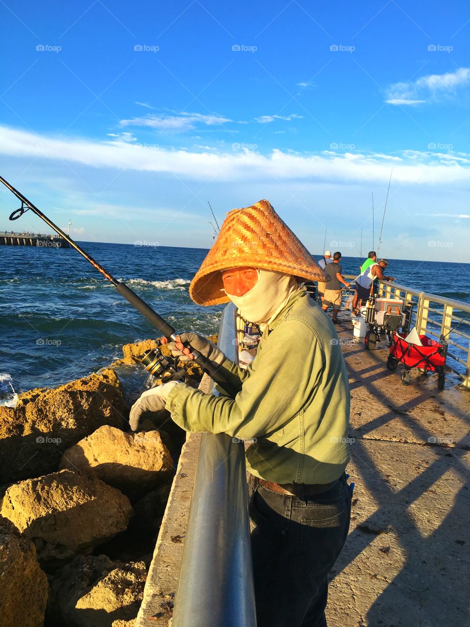 Fisherman, Water, People, One, Lid