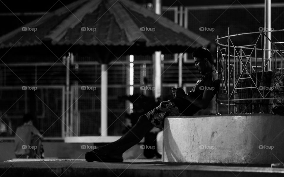 Mobile game is life. This man went to the park in Cebu, Philippines, to play his favourite game.