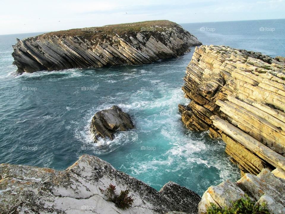 Rocky coast, Nazaré, Portugal