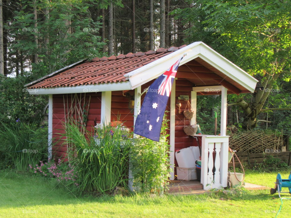 La Casa rosada (The Pink house). Little outdoor bathroom in summer house. Bullaren, Sweden.