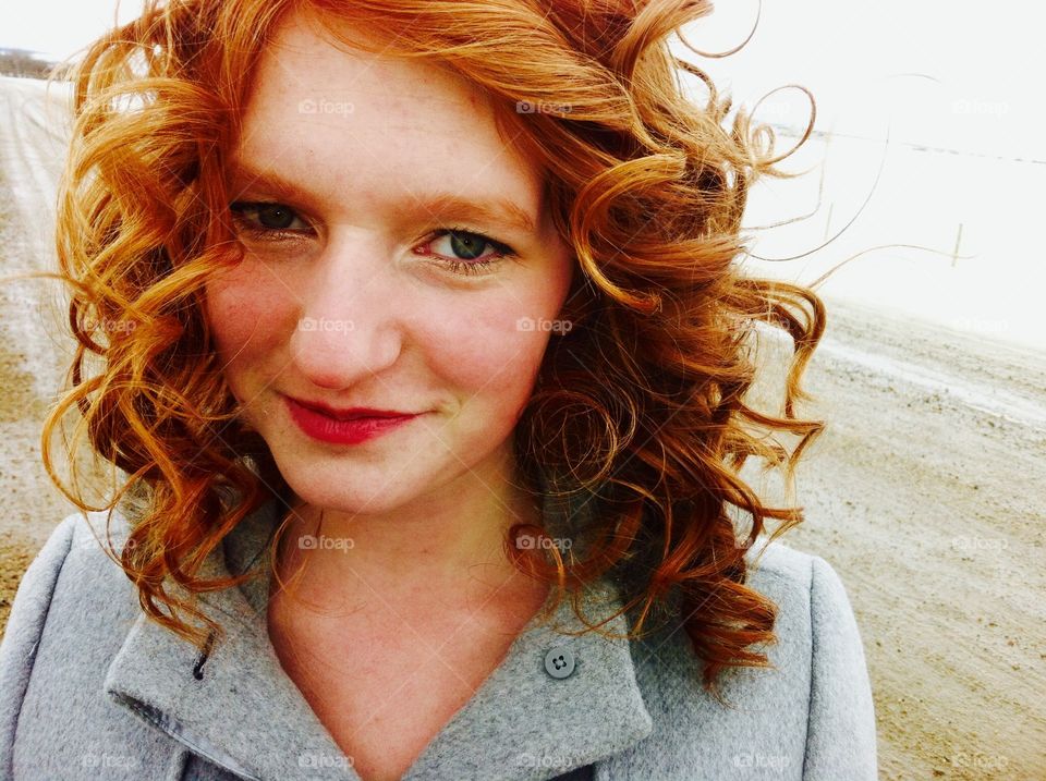 Windblown redhead
