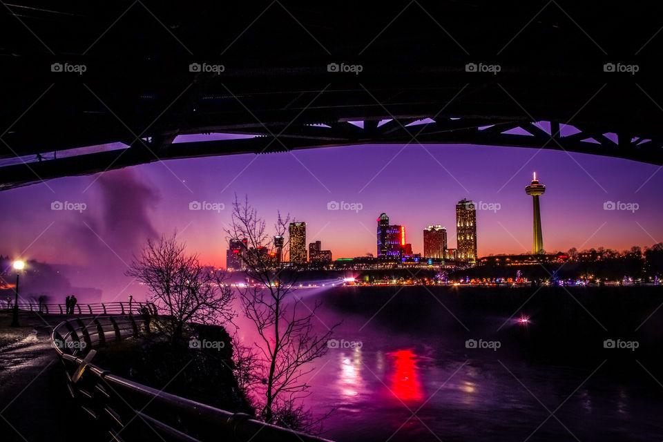 At Niagara Falls viewing Canada. 