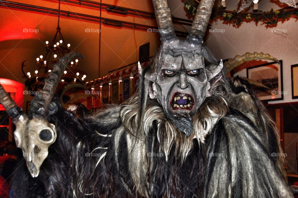 Krampus. Krampus of Austrian folklore at the Stiegl brewery in Salzburg