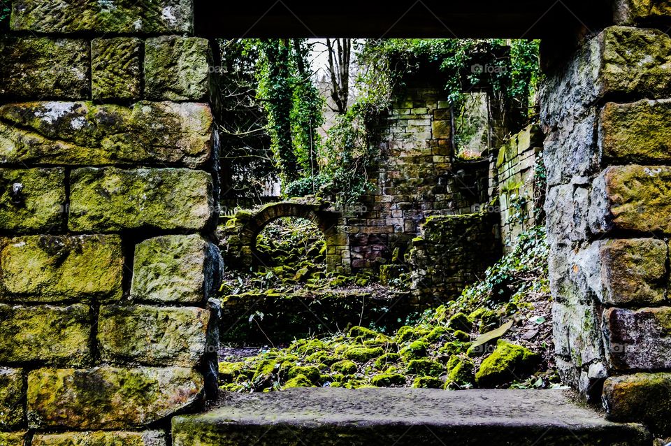 Old ruin . An old watermill at lumsdale falls Matlock 