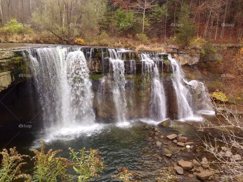 Scenic view of waterfall