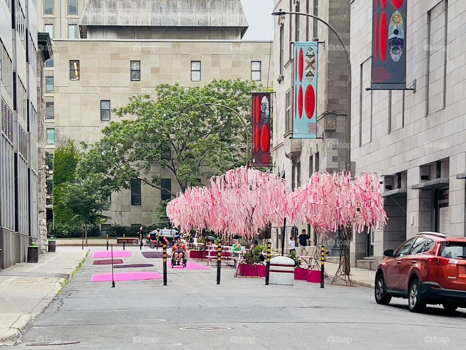 Pink artificial trees