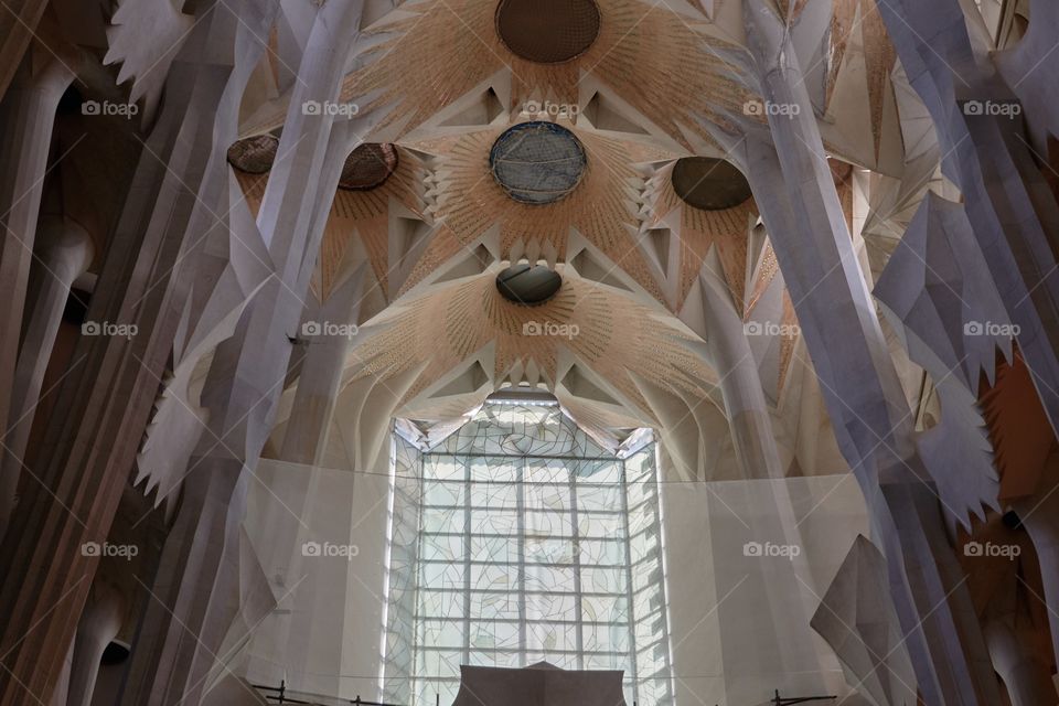 Sagrada Familia (Barcelona). Indoor Lights Winter Morning