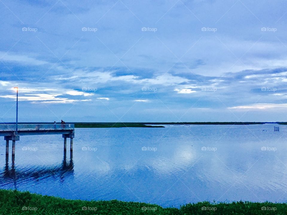 Beautiful evening view of lake okeechobee 