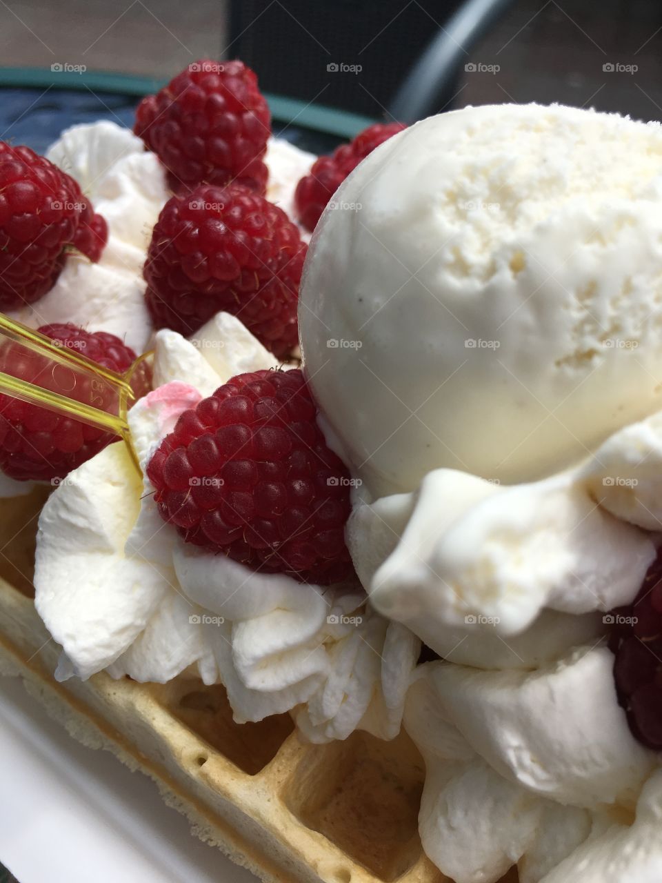 Raspberry waffles in Henkenhagen, Ustronie Morskie, Poland