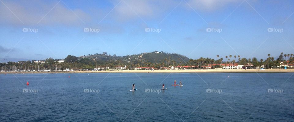 Paddling on the water in California