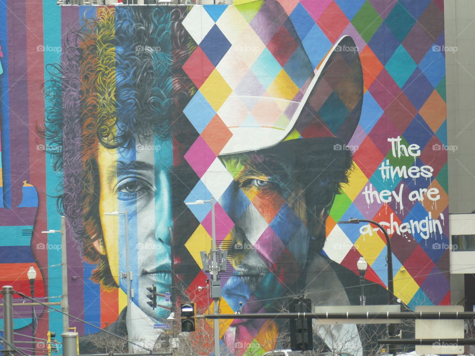 Bob Dylan mural downtown Minneapolis