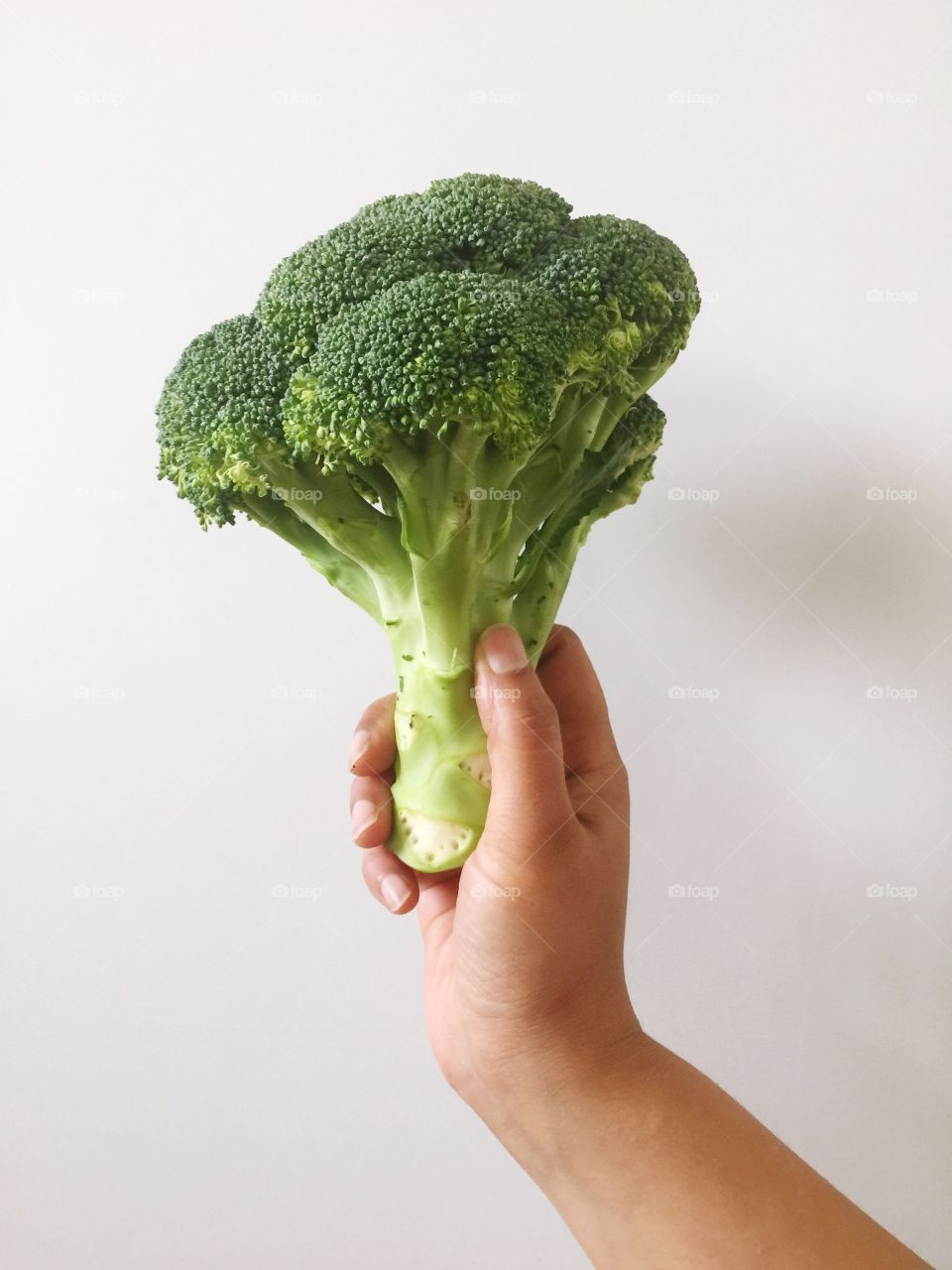 Close-up of a broccoli in hand