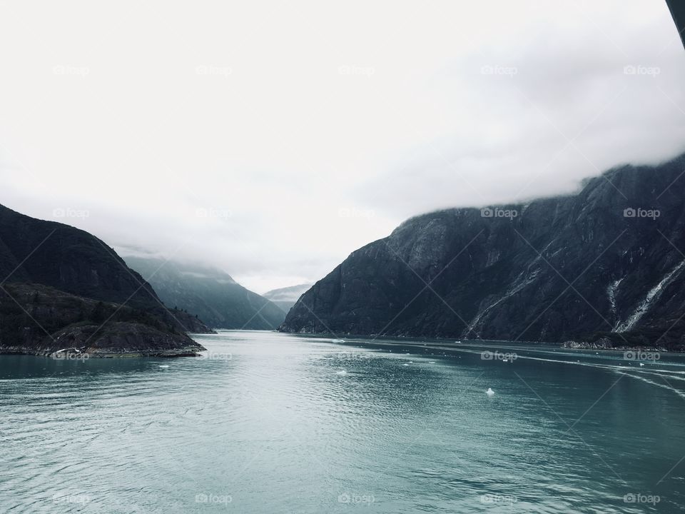 Tracy Arm Fjord with glacier view 