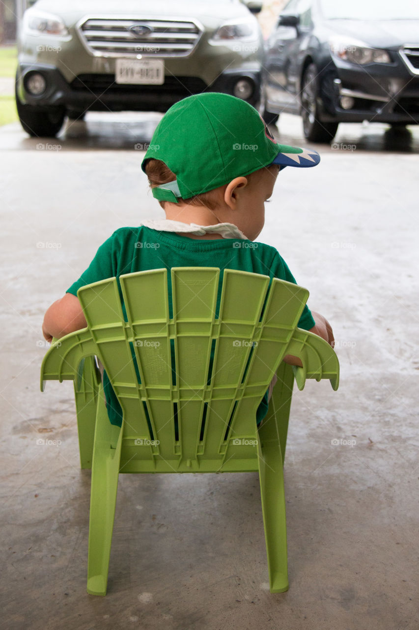 Chair sitting in the rain