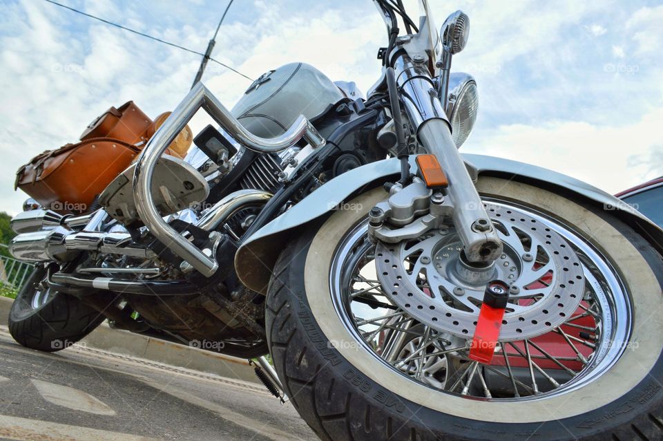 motorcycle with disc brakes bottom view