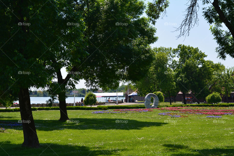 Park near lake Palic in Serbia