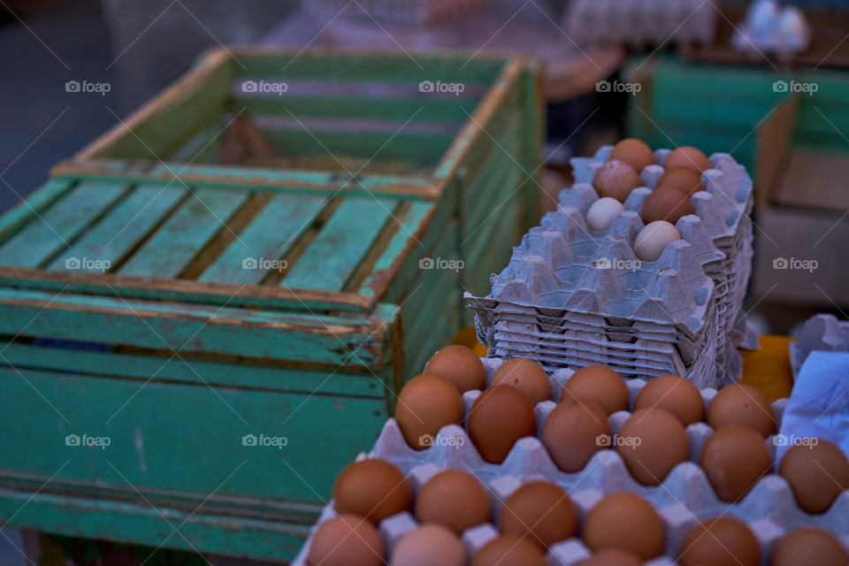 Close-up of egg on carton