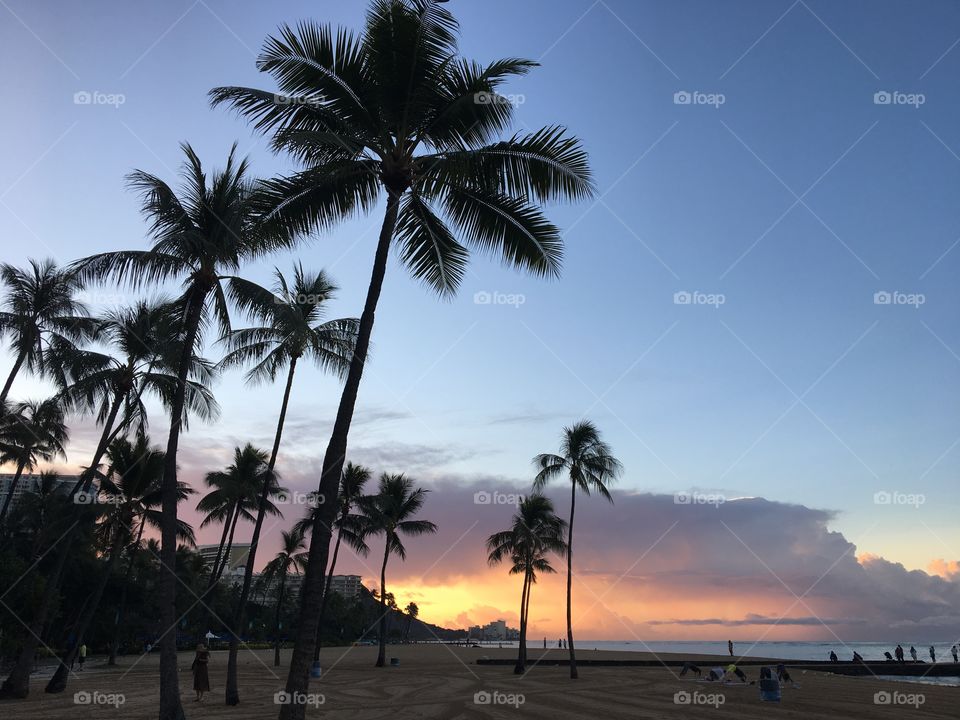 Diamond Head Oahu, Hawaii sunset paradise 