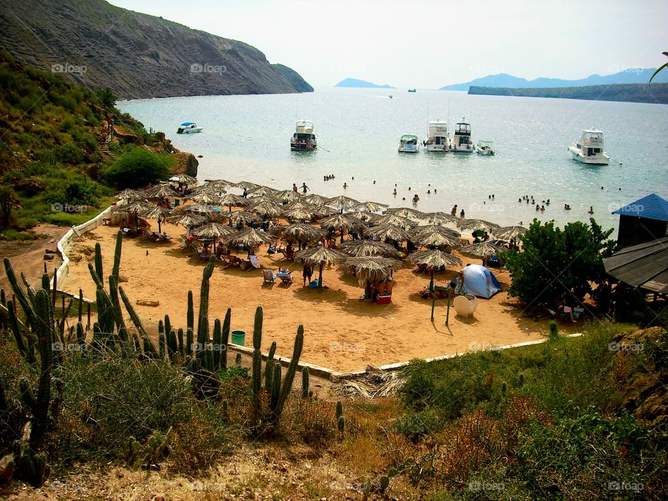 Beach People Cliffs Boats